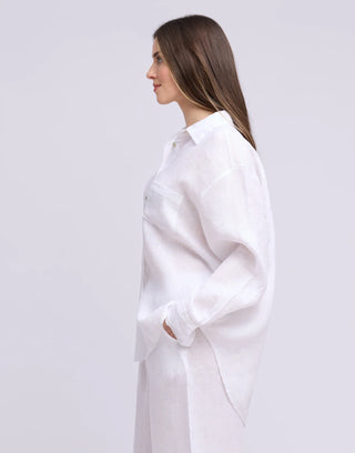 Yoga Jeans Linen Boyfriend Shirt | Blanco