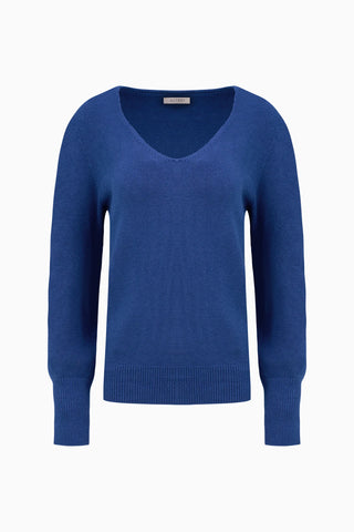 Astrid Knit Sweater | Cream + Blue