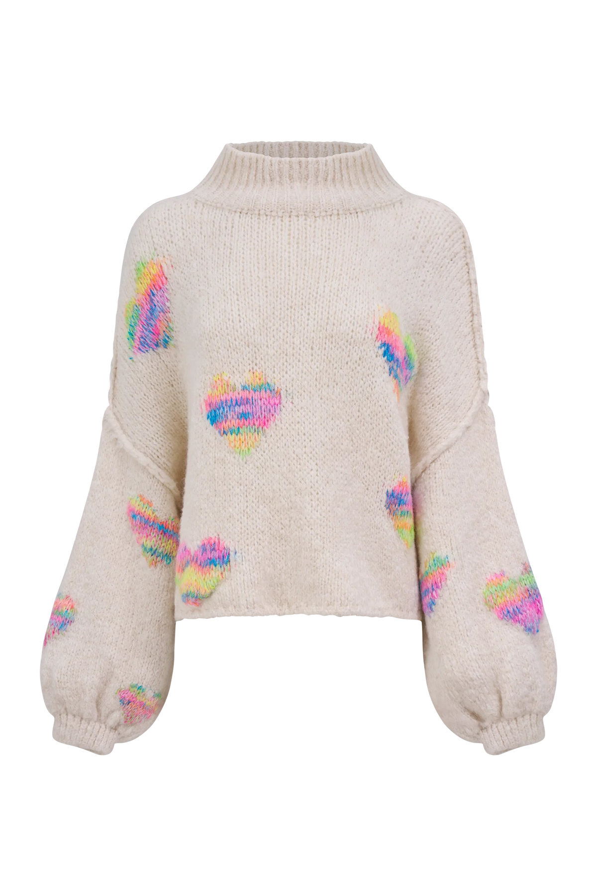 Astrid Heart Knit Sweater | Cream + Black