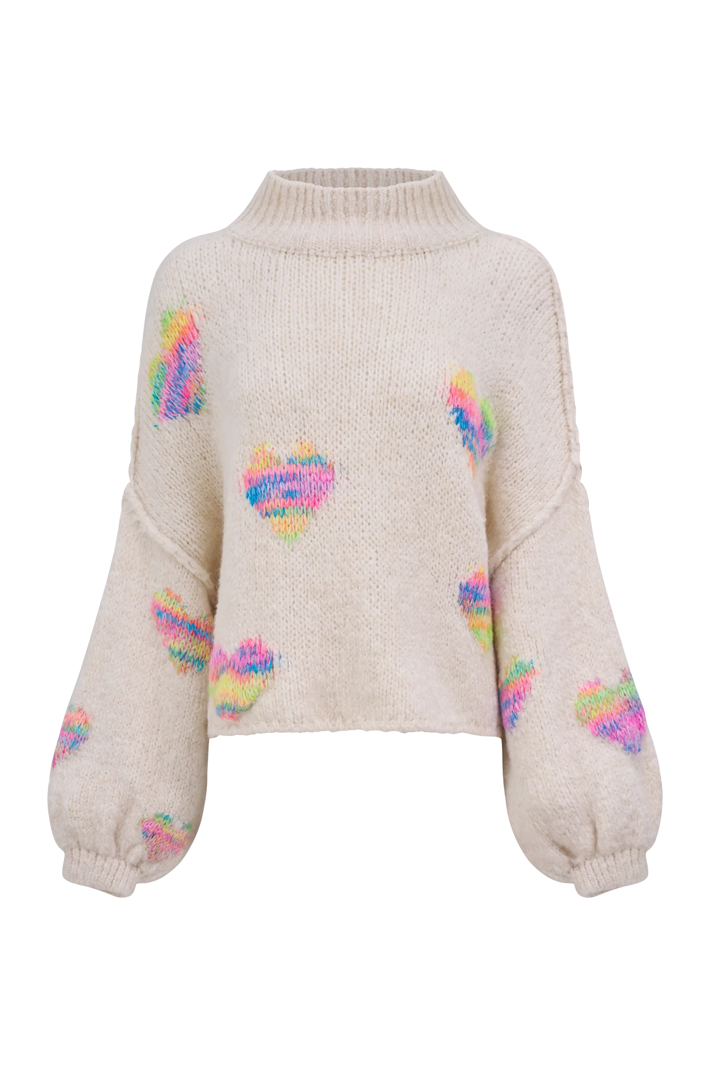 Astrid Heart Knit Sweater | Cream + Black
