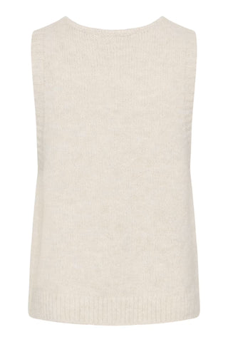 Cream Cladine Knit Slipover Vest | Oatmeal + Black