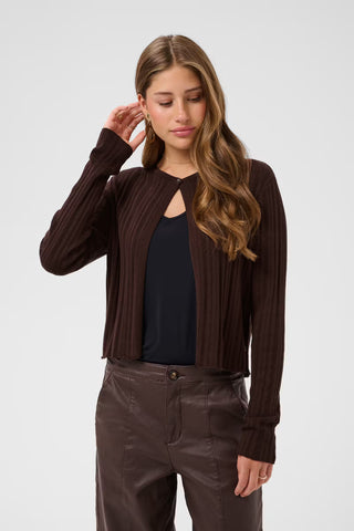 Cream Peloa Knit Bolero Cardigan | Brown
