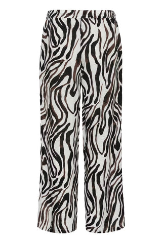 Cream Bellis Linen Pant | Black-White Animal
