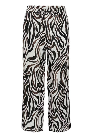 Cream Bellis Linen Pant | Black-White Animal