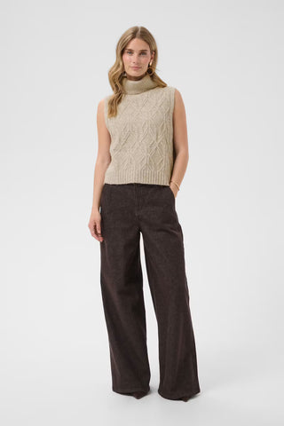 Cream Elsie Knit Slipover | Light Brown