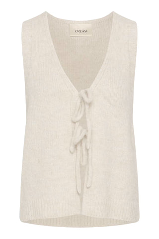 Cream Cladine Knit Slipover Vest | Oatmeal + Black