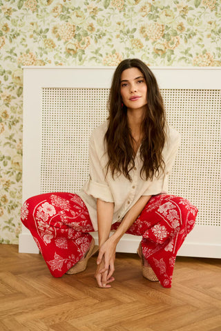 Cream Gianna Pant | Red