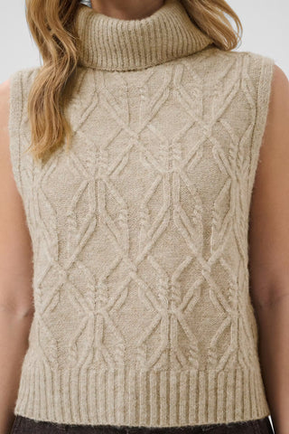 Cream Elsie Knit Slipover | Light Brown