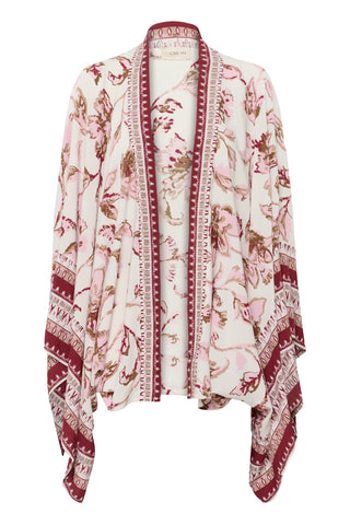 Cream Kamoil Kimono | Pink Flower