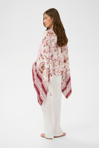 Cream Kamoil Kimono | Pink Flower