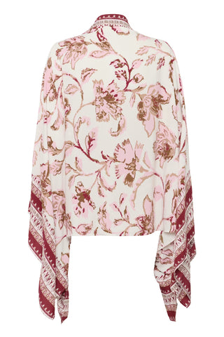 Cream Kamoil Kimono | Pink Flower