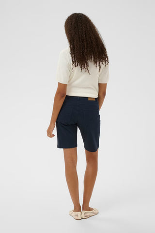 Cream Certa Twill Shorts | Navy