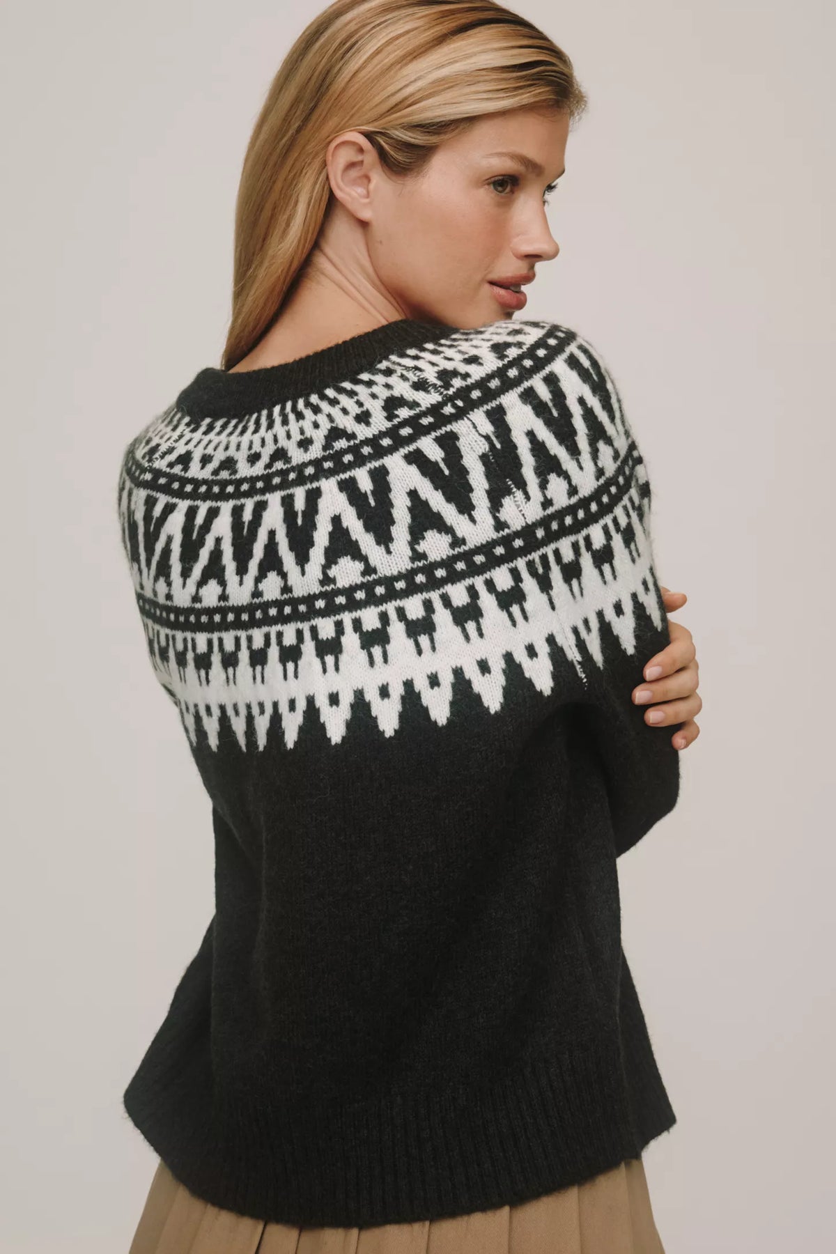 Sanctuary Fairisle Crew-Neck Cardigan Sweater | Ink