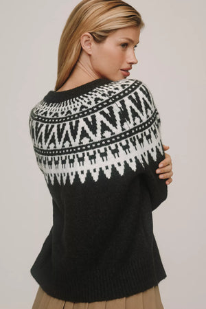 Sanctuary Fairisle Crew-Neck Cardigan Sweater | Ink