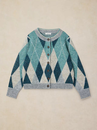 White Stuff Argyle Check Cardi | Blue