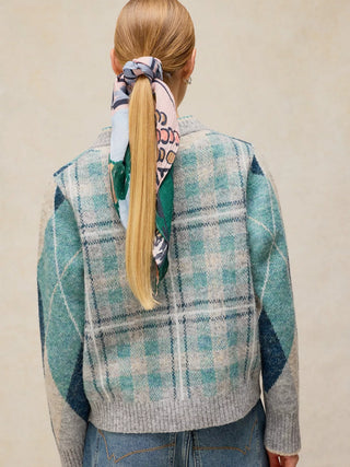 White Stuff Argyle Check Cardi | Blue
