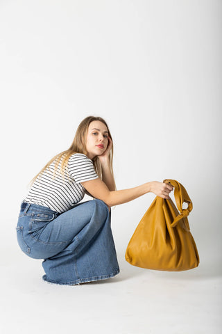 Risa Knot Tote Bag | Black, Mustard, Tan + Hunter Green
