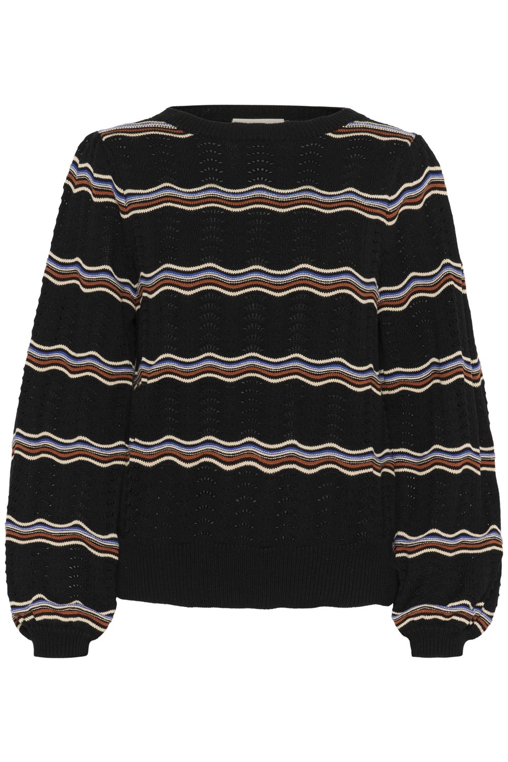 Cream Wavy Knit Pullover | Black Wavy Stripe