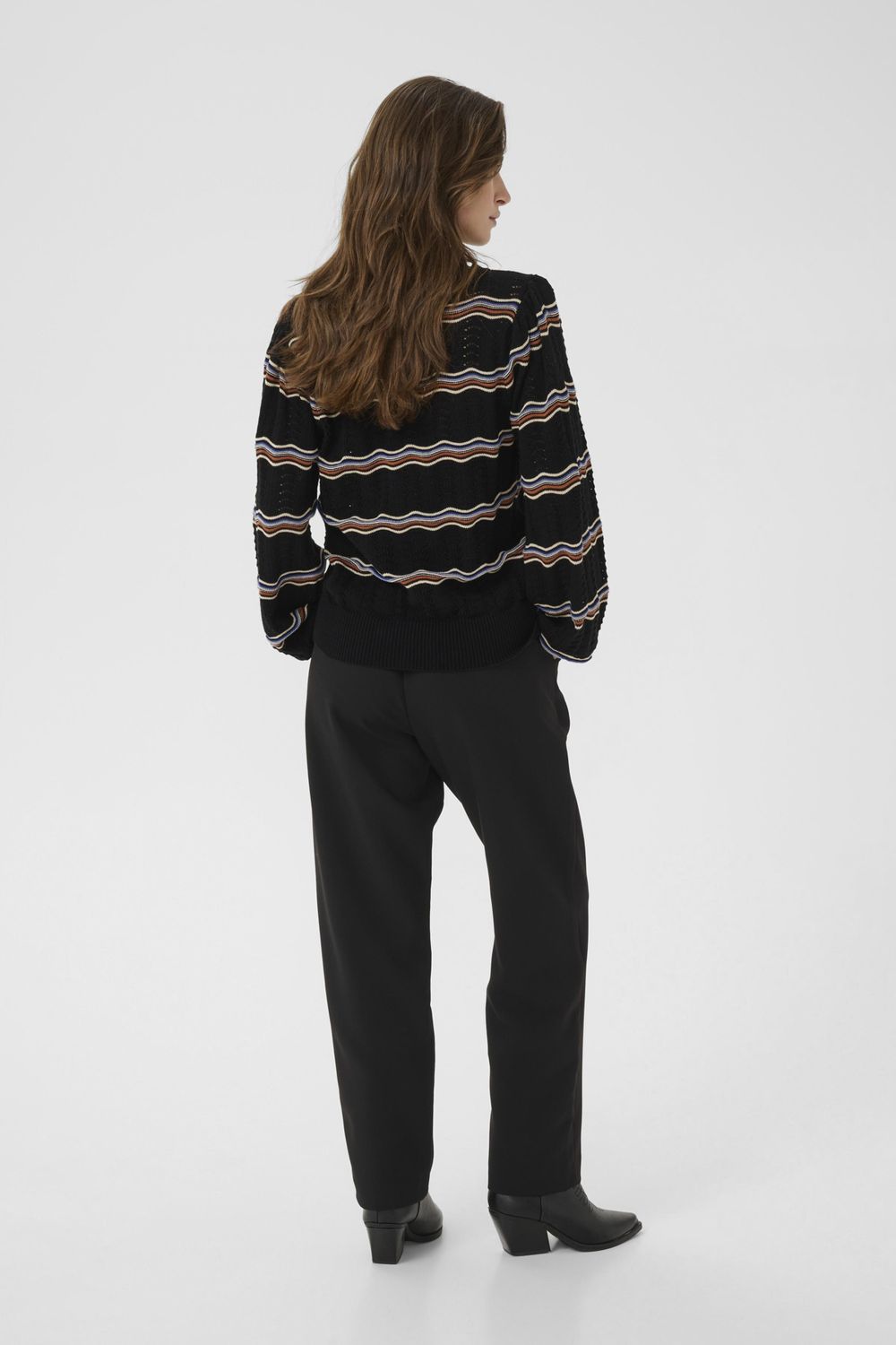 Cream Wavy Knit Pullover | Black Wavy Stripe
