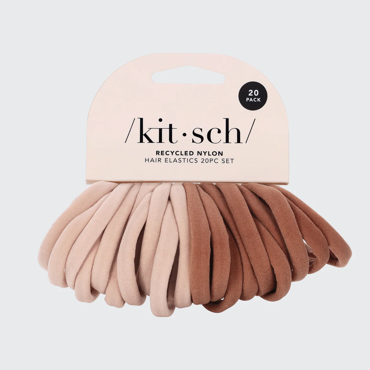 Kitsch Recycled Nylon Hair Elastics 20pc Set | Blush