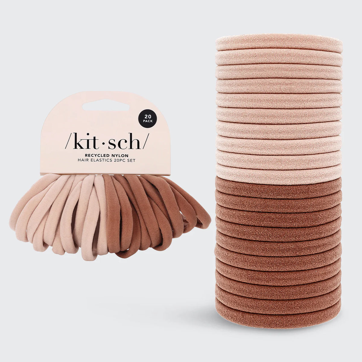 Kitsch Recycled Nylon Hair Elastics 20pc Set | Blush