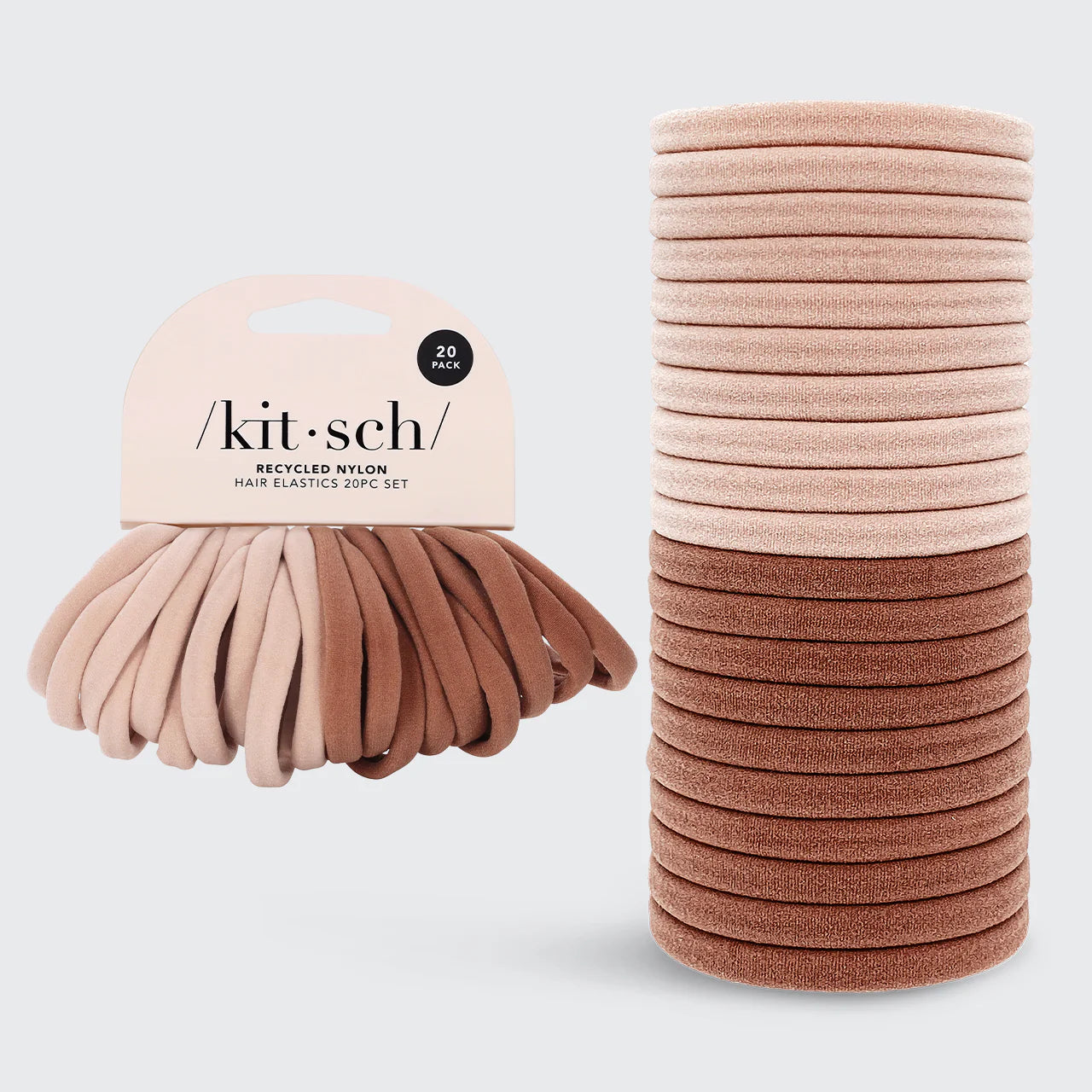 Kitsch Recycled Nylon Hair Elastics 20pc Set | Blush