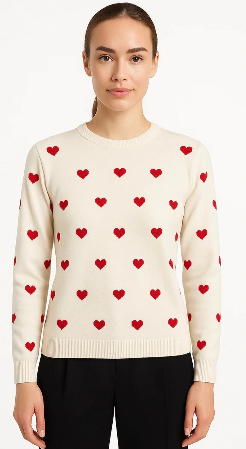 Canada Knitwear Falling Hearts Sweater | Natural