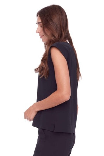 Up! Vegan Silk Cap Sleeve Top | Black