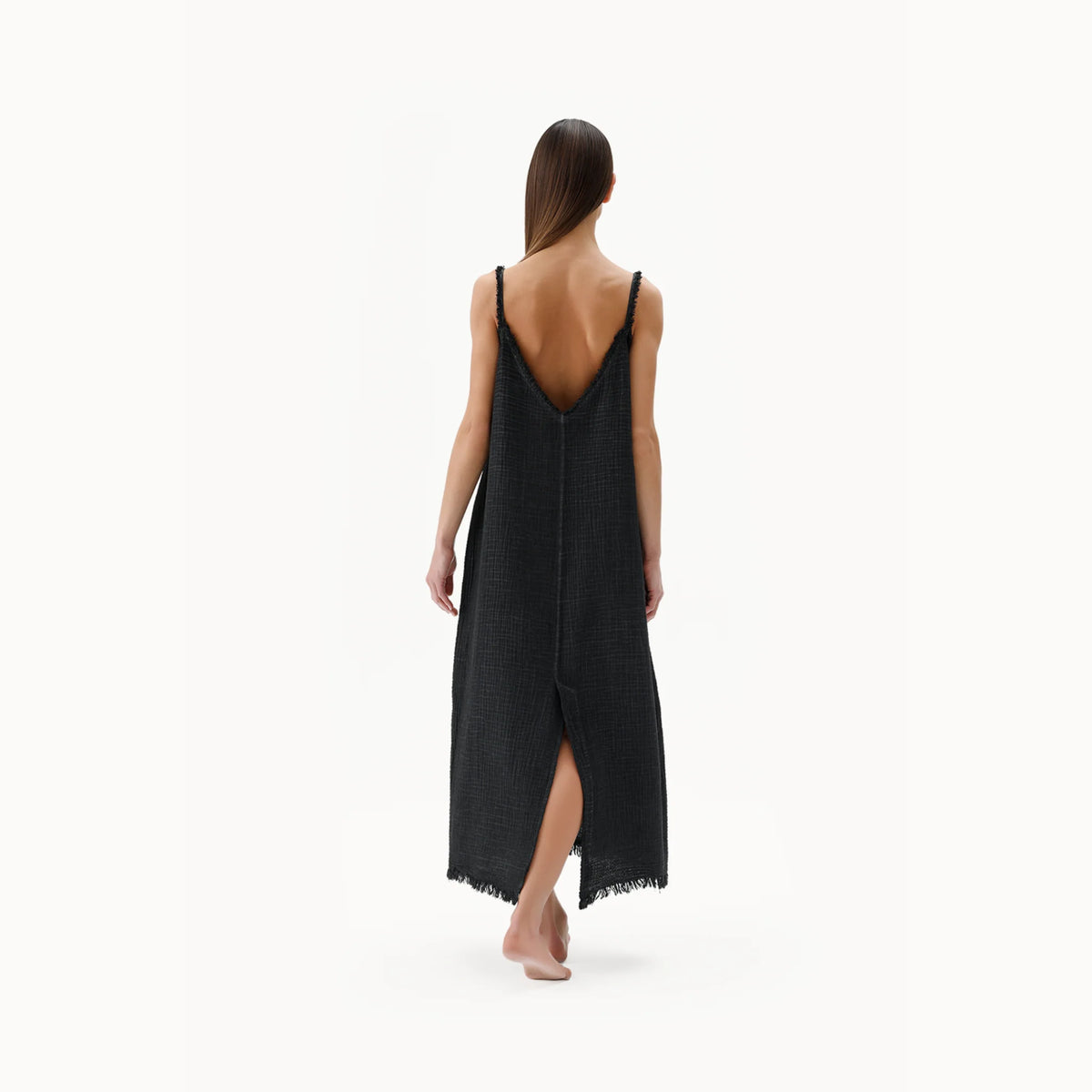 Pokoloko Crinkle Strappy Dress | Cream + Black