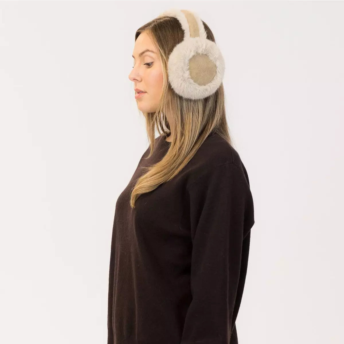 Lyla & Lux Fuzzy Earmuffs | Beige, Pink + Grey