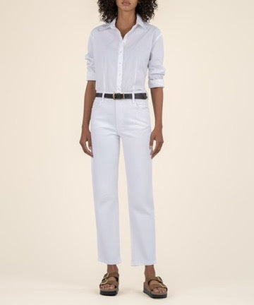 Kut Ashley High Rise Slouchy Barrel Straight Leg | Optic White