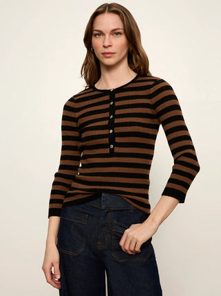Sanctuary Selena Henley Top | Black-Brown