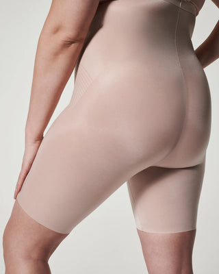 SPANX Invisible High-Waisted Mid-Thigh Short | Black + Champagne