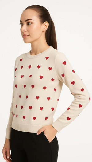 Canada Knitwear Falling Hearts Sweater | Natural