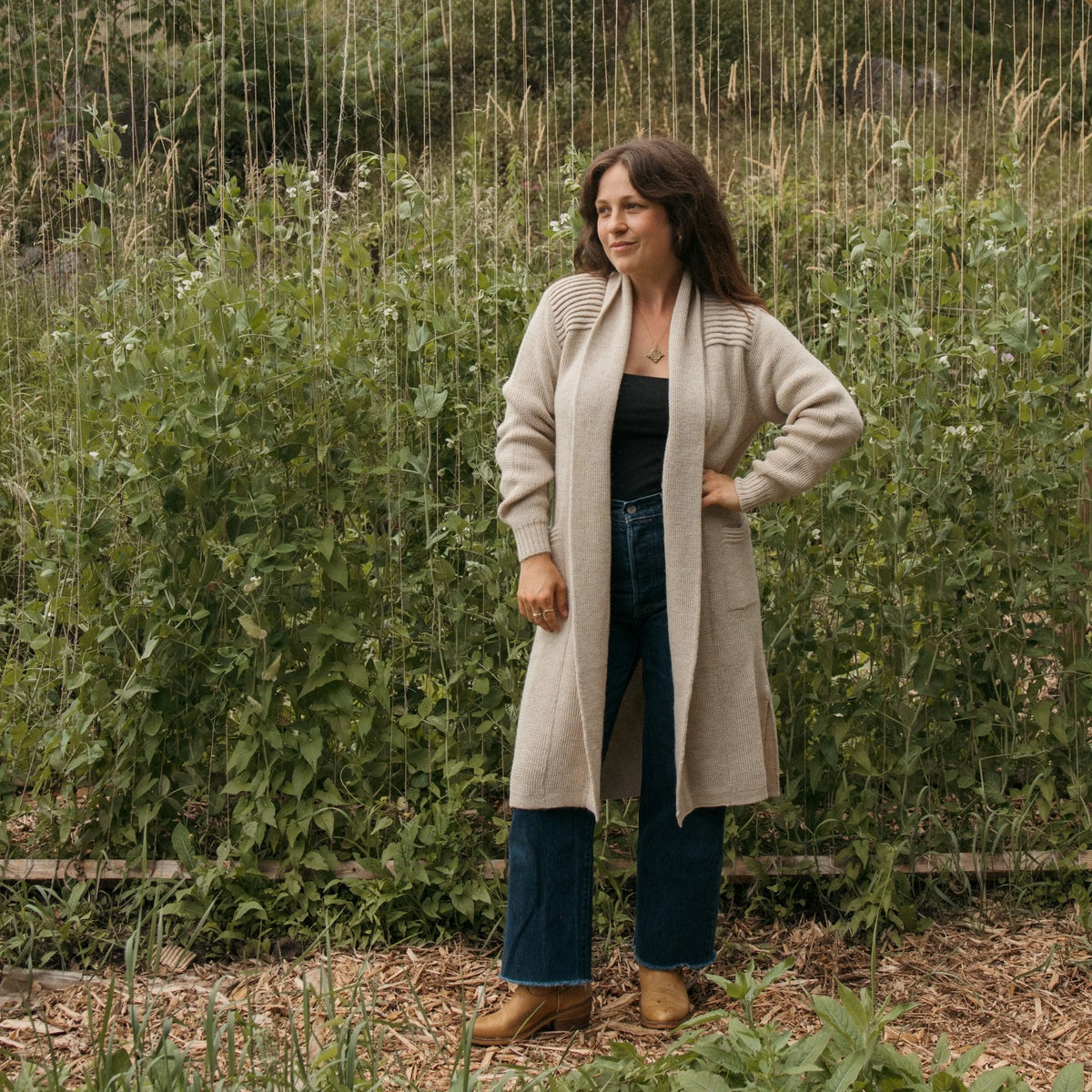 Pokoloko Long Cartier Alpaca Sweater| Camel, Black + Chai