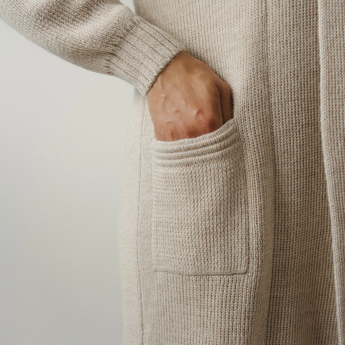 Pokoloko Long Cartier Alpaca Sweater| Camel, Black + Chai