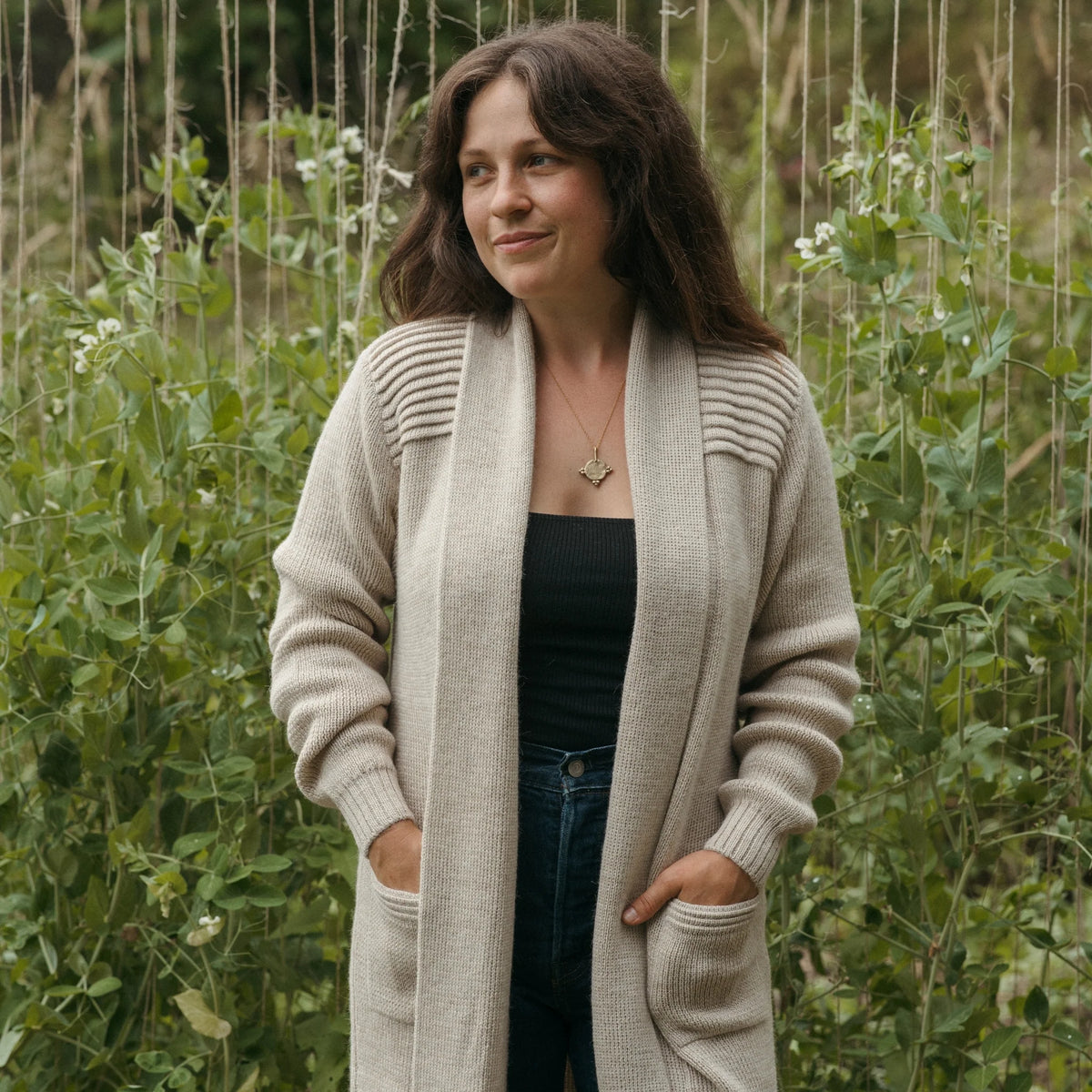 Pokoloko Long Cartier Alpaca Sweater| Camel, Black + Chai