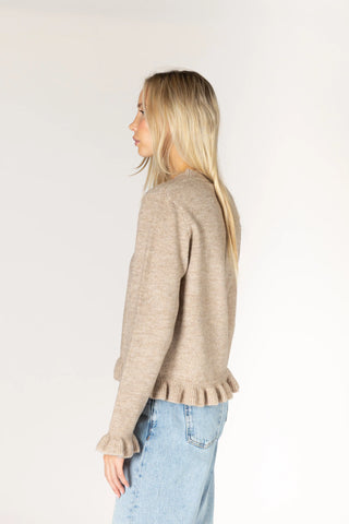 Lyla & Luxe Novelty Ruffle Sweater | Beige