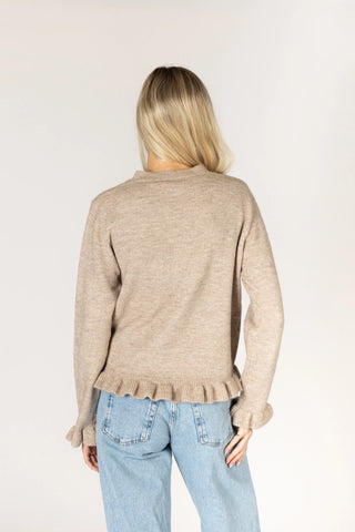 Lyla & Luxe Novelty Ruffle Sweater | Beige