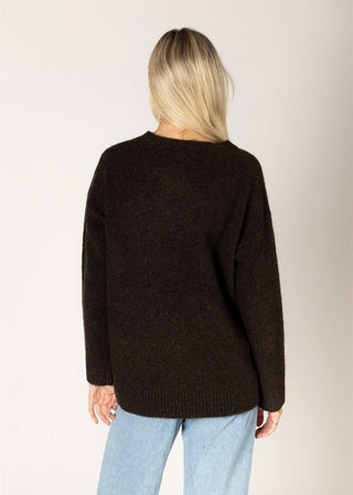 Lyla & Luxe Novelty Flower Sweater | Chocolate
