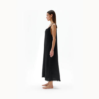 Pokoloko Crinkle Strappy Dress | Cream + Black