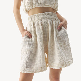 Pokoloko Crinkle Shorts | Cream + Black