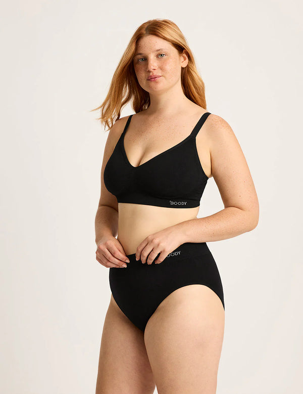Boody Wireless Full Bust T-Shirt Bra | Shell + Black - Fancy Boody Wireless Full Bust T-Shirt Bra | Shell + Black - Fancy