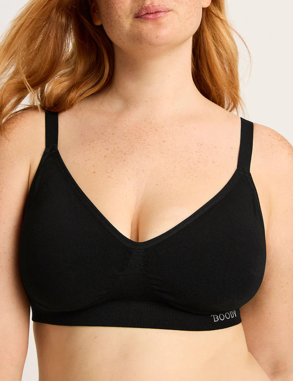 Boody Wireless Full Bust T-Shirt Bra | Shell + Black - Fancy Boody Wireless Full Bust T-Shirt Bra | Shell + Black - Fancy