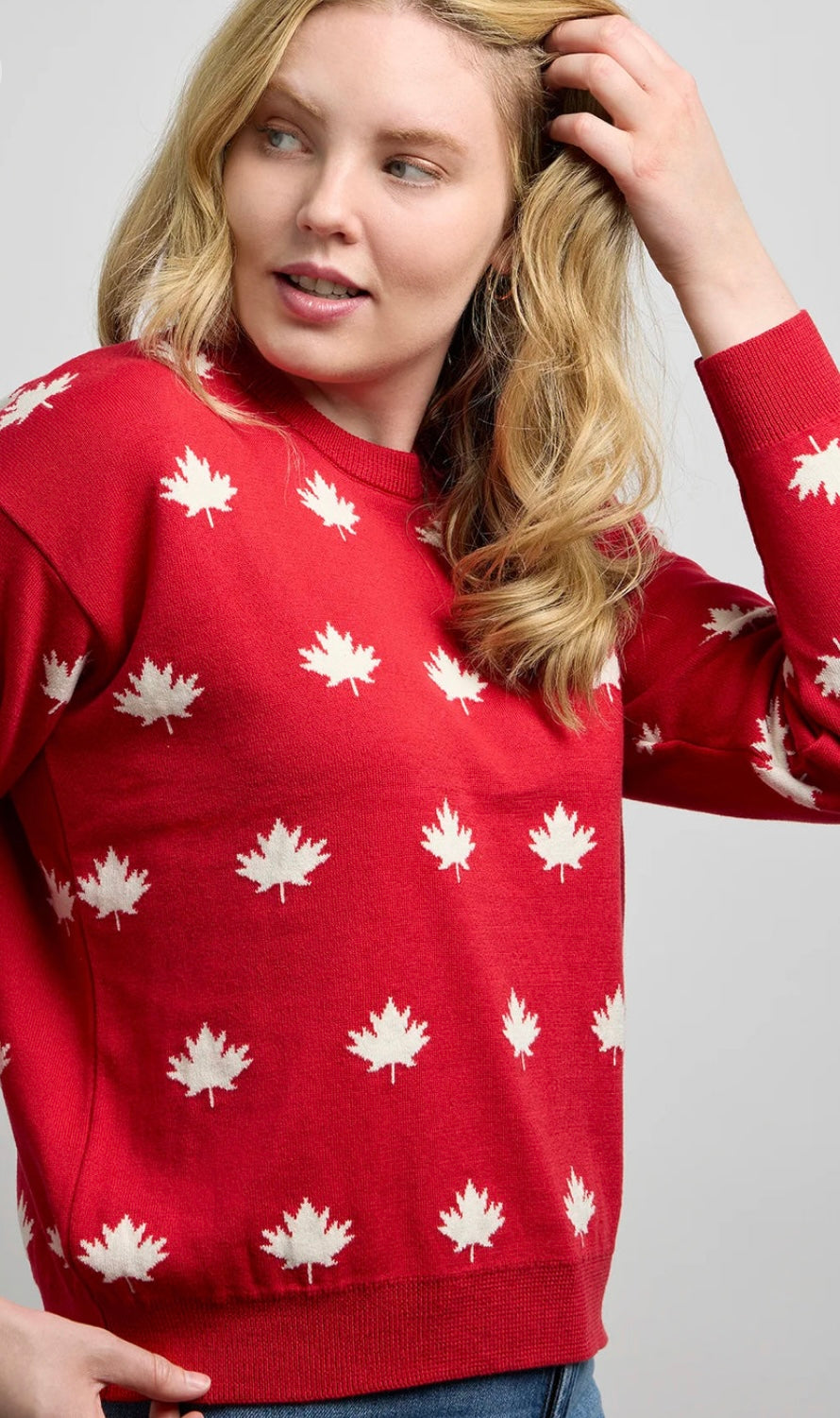 Canada KnitWear Falling Maples Sweater | Natural + Red