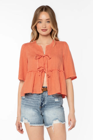 Velvet Heart Bevie Top | White + Persimmon