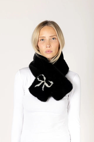 Lyla & Luxe Faux Bow Scarf | Black + White