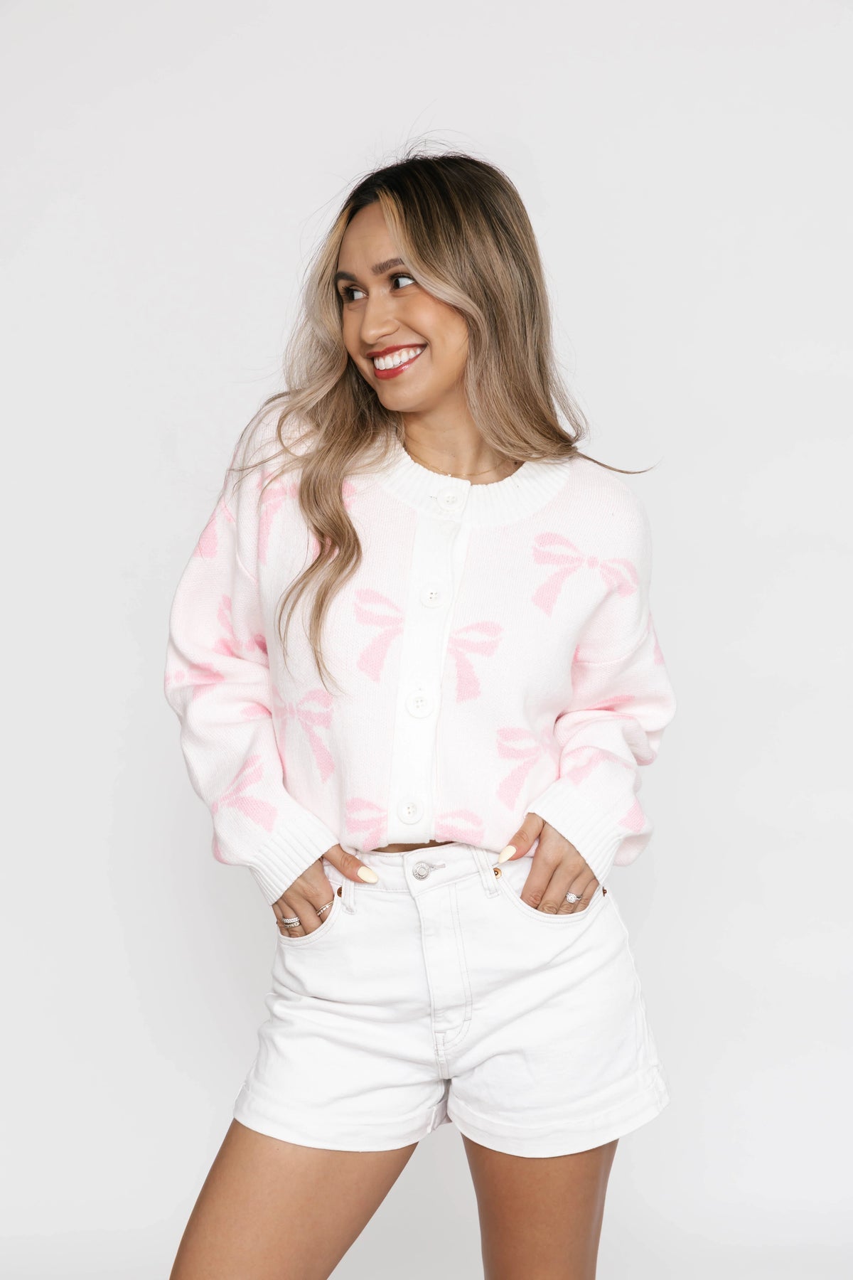 Smash & Tess Bow Cardigan | Pink + Purple