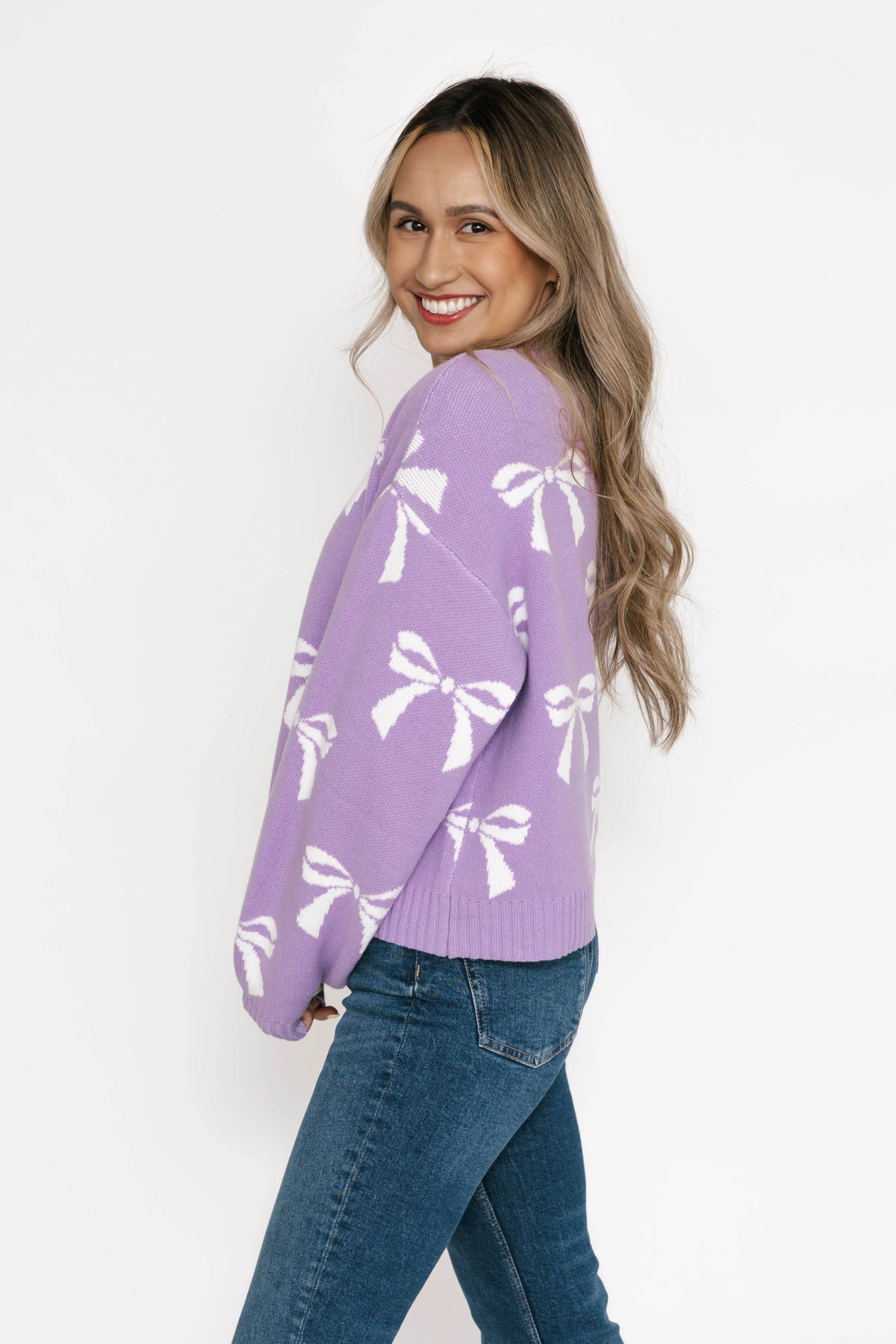 Smash & Tess Bow Cardigan | Pink + Purple