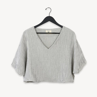 Pokoloko Striped Crinkle Cotton Crop Top | Stripe